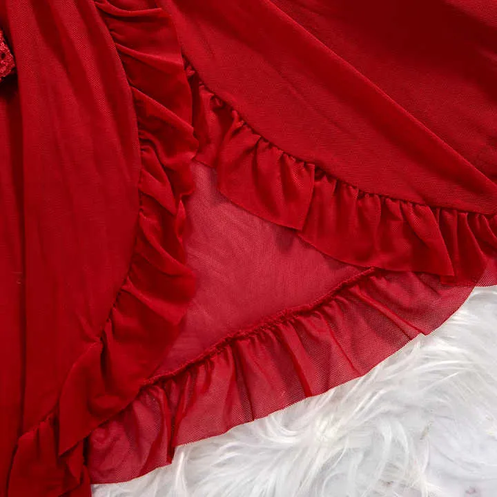 ملابس داخلية شفافة حمراء مثيرة ملابس داخلية نسائية ملابس نوم  Sexy Red Transparent Lingerie Women's Underwear Lace