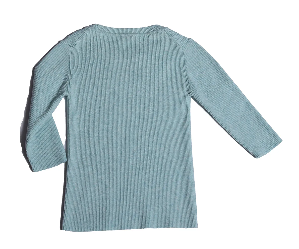 3/4 SLEEVE RIBBED CREW NECK