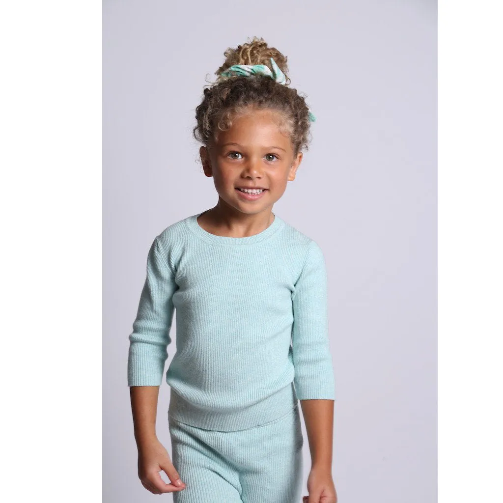 3/4 SLEEVE RIBBED CREW NECK