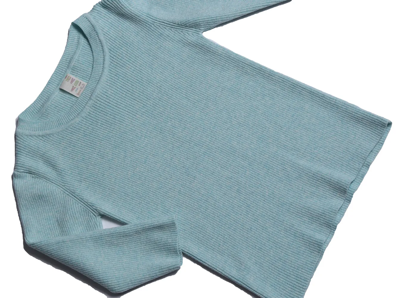 3/4 SLEEVE RIBBED CREW NECK