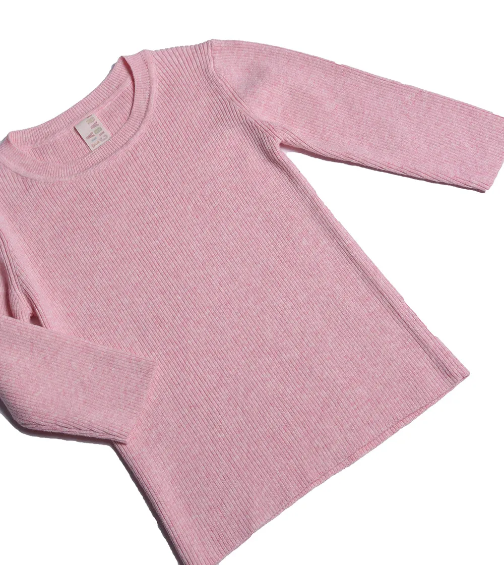 3/4 SLEEVE RIBBED CREW NECK