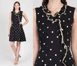60s Black & White Polka Dot Dress - Extra Small