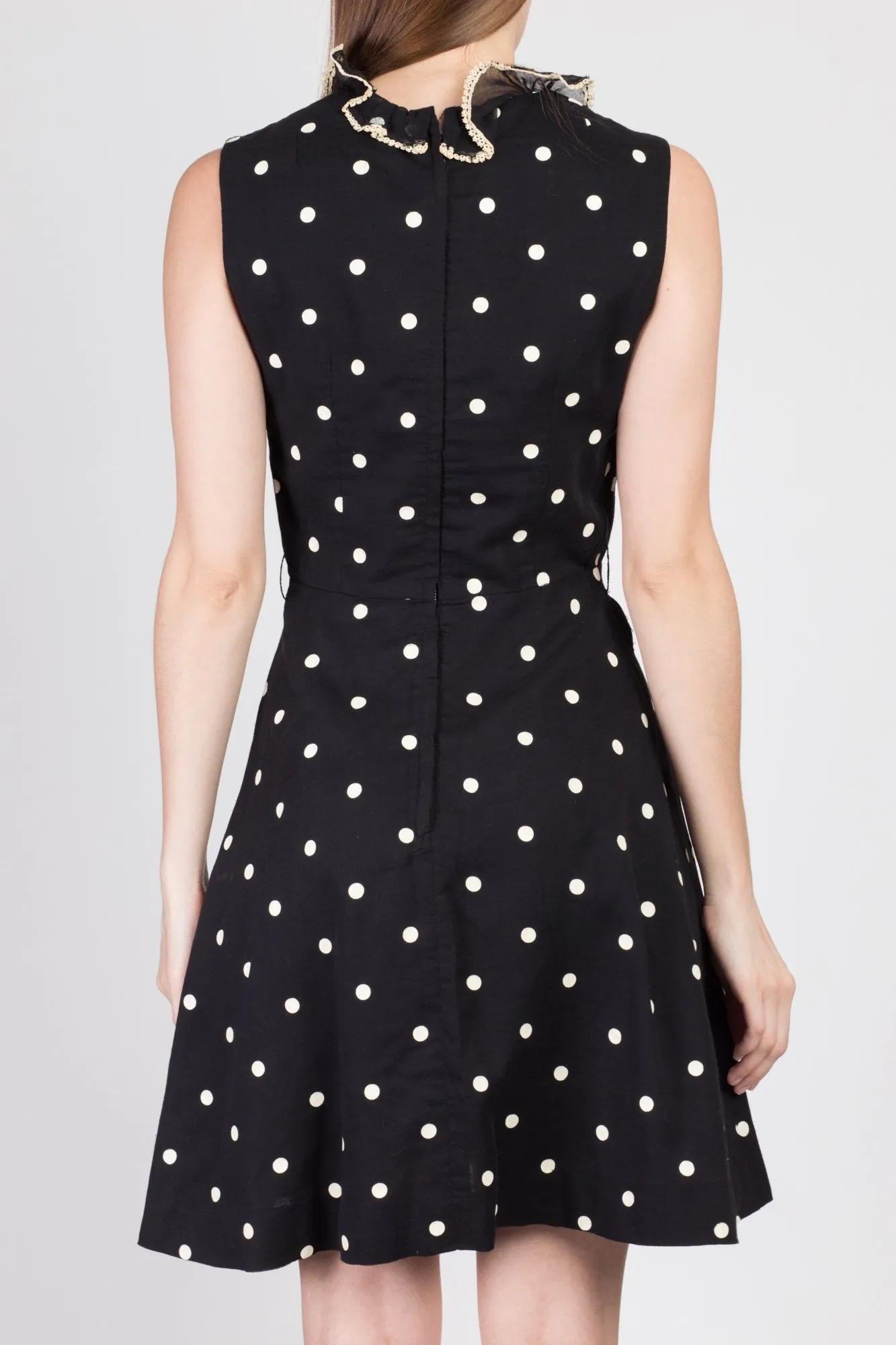60s Black & White Polka Dot Dress - Extra Small