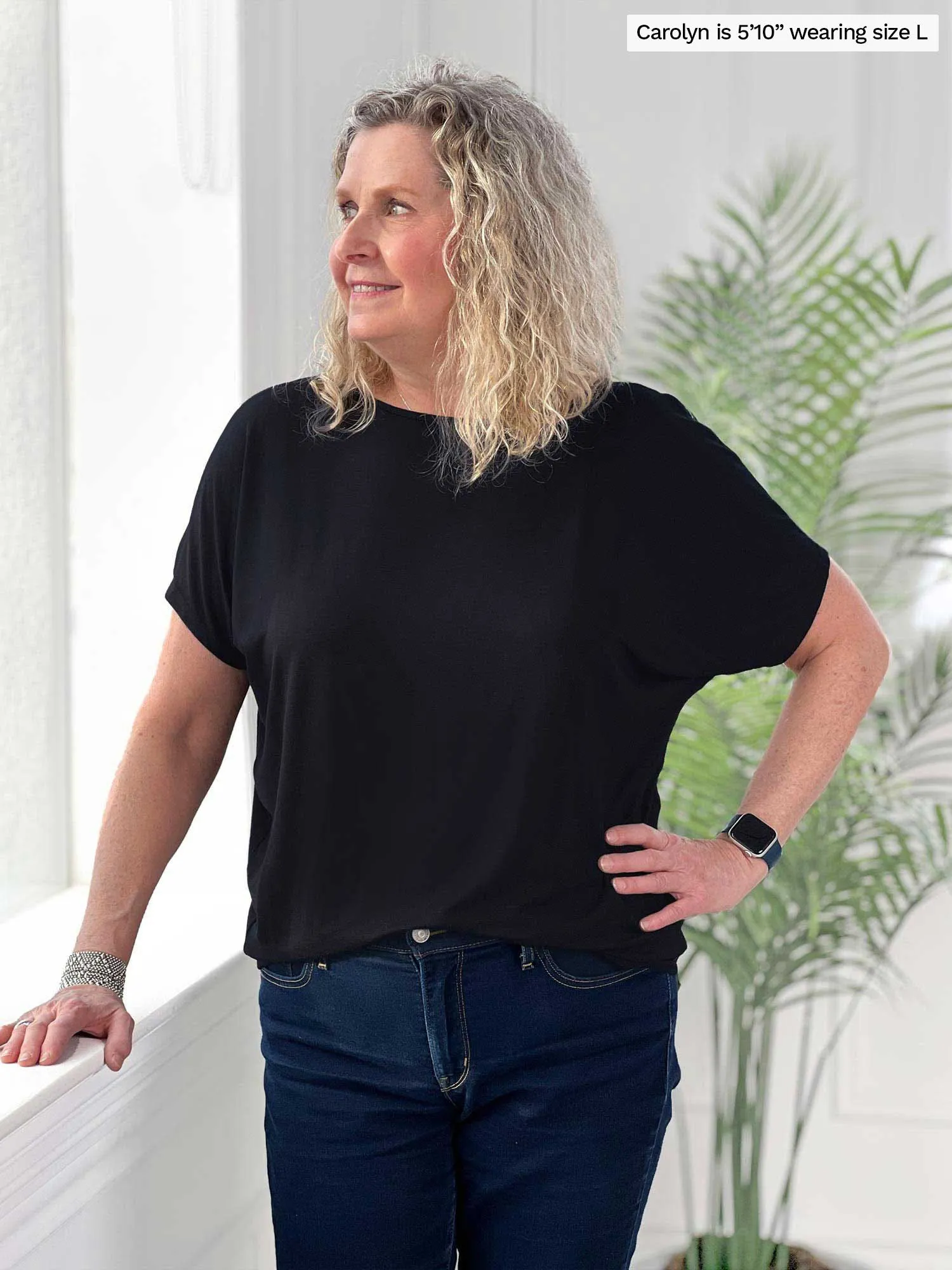 Adisa reversible neckline slouchy dolman top - FINAL SALE