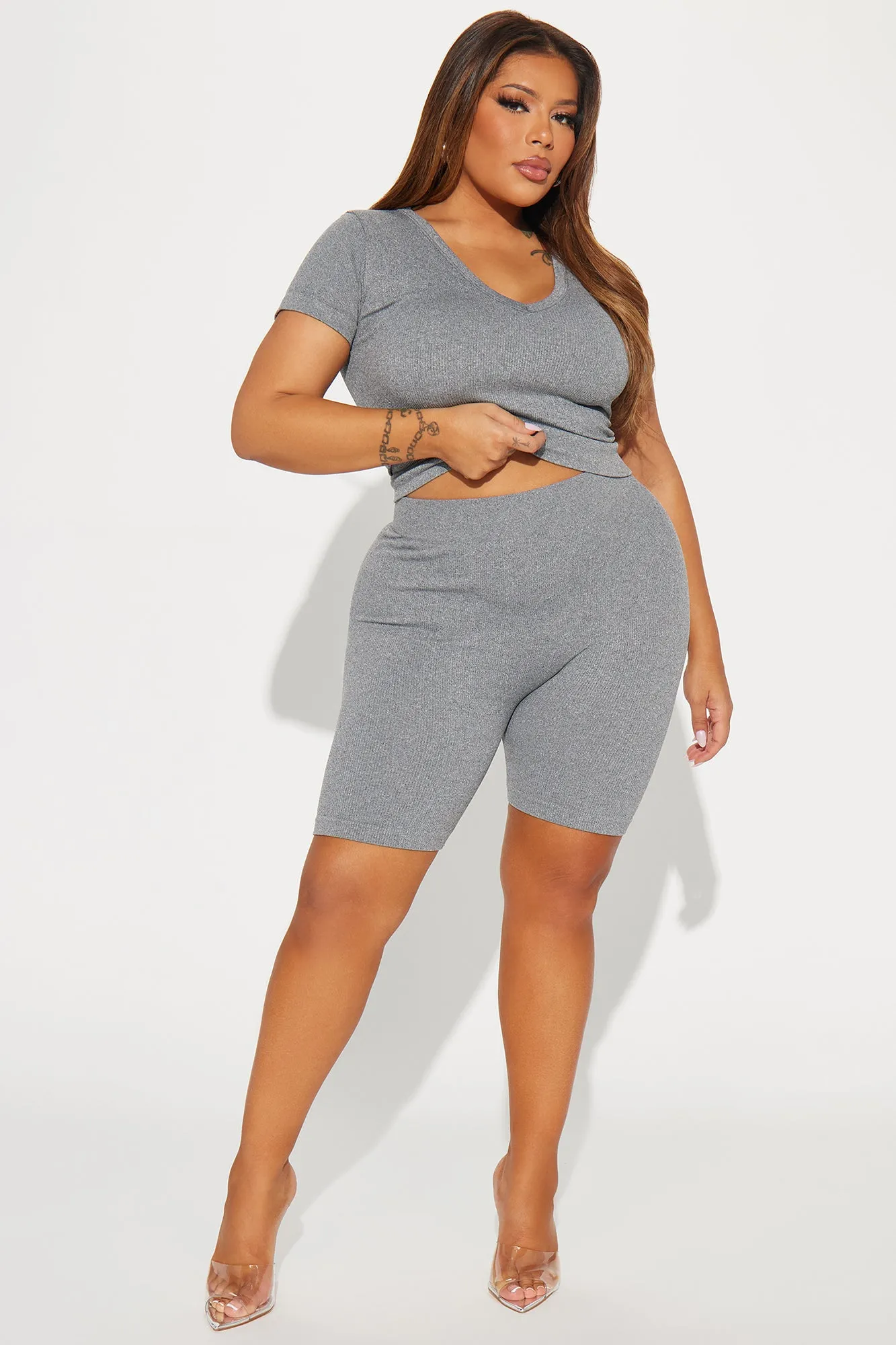 Alisa Seamless Short Set - Grey