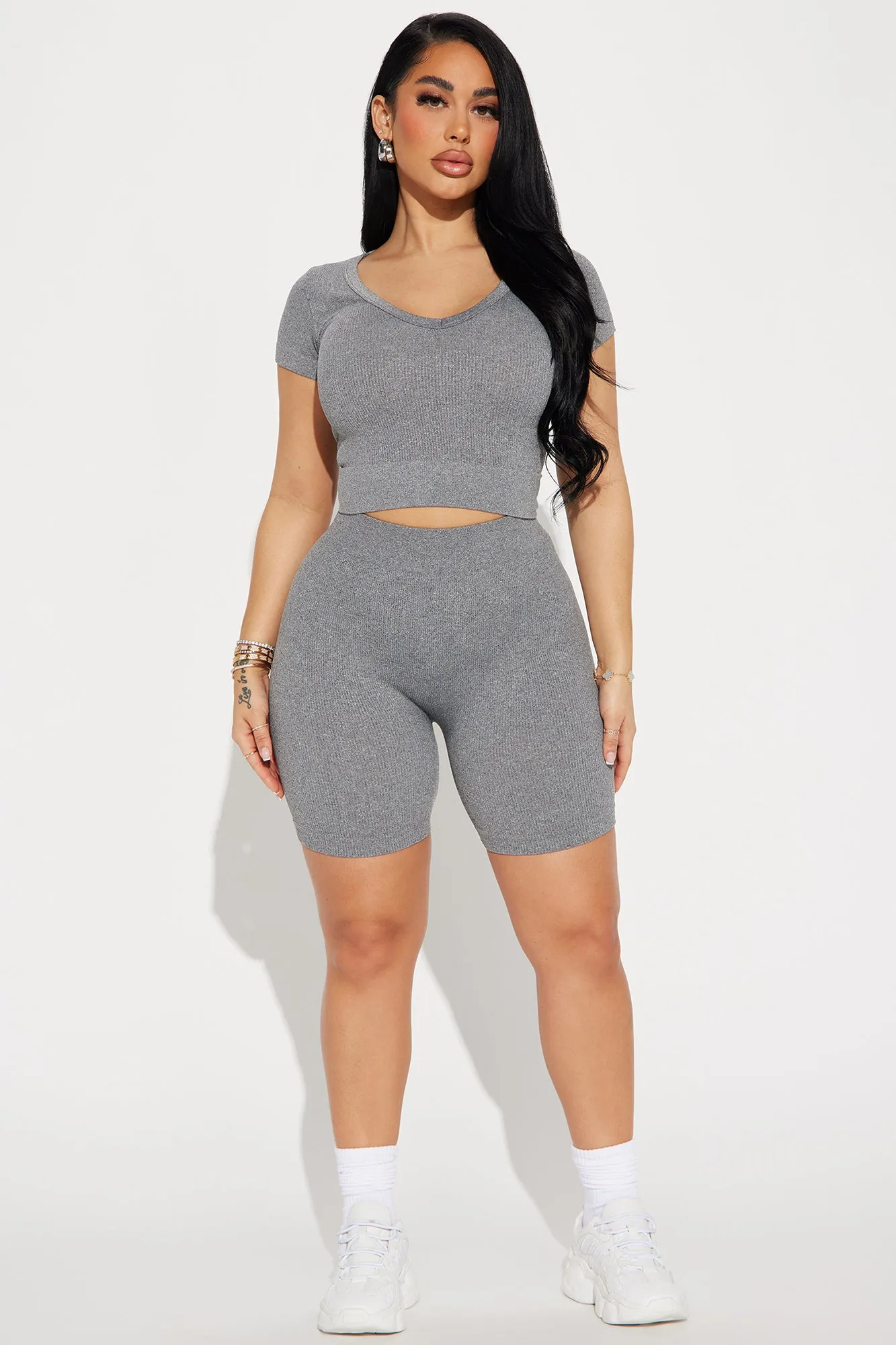 Alisa Seamless Short Set - Grey