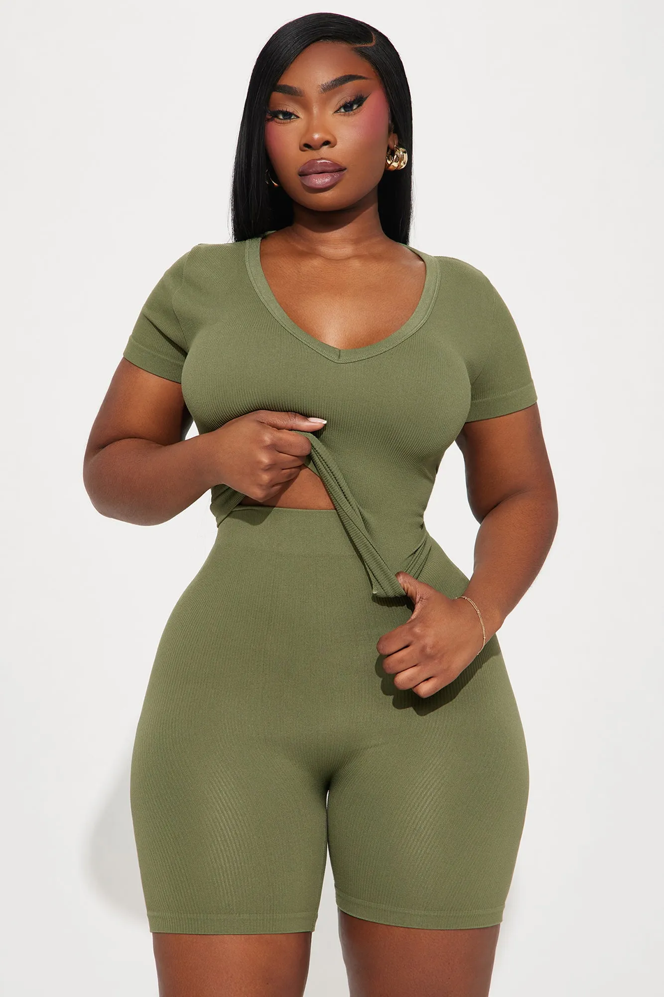 Alisa Seamless Short Set - Olive