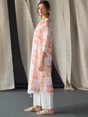 Apricot Linen Kurta Set