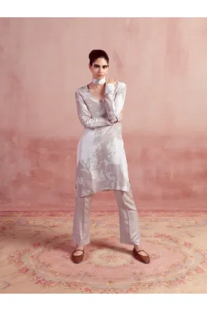 Ash Grey Printed Kurta Set