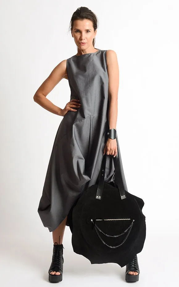Asymmetric Sleeveless Gray Dress