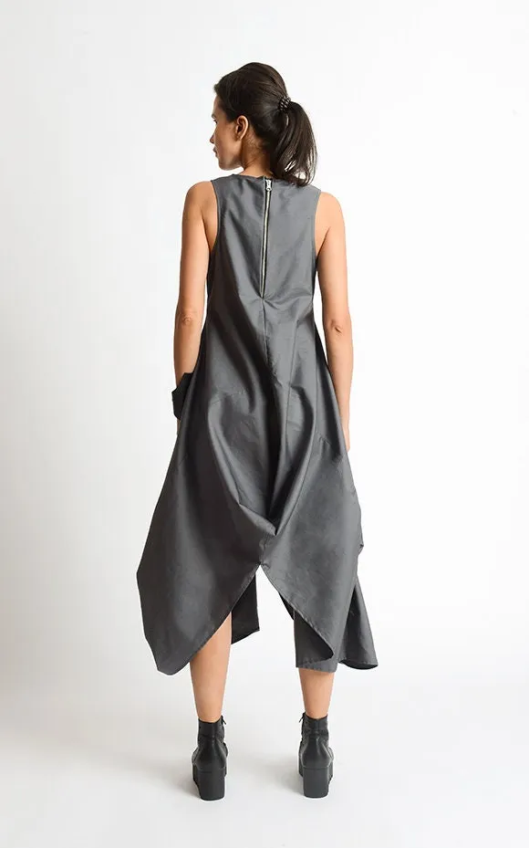 Asymmetric Sleeveless Gray Dress
