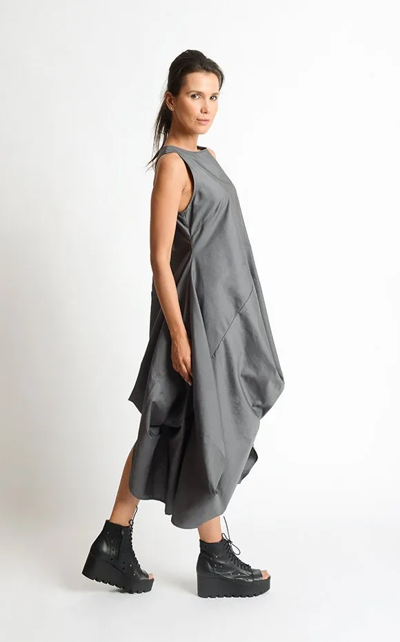 Asymmetric Sleeveless Gray Dress