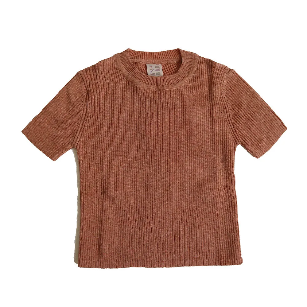 BABY SHORT SLEEVE RIBBED CREW NECK