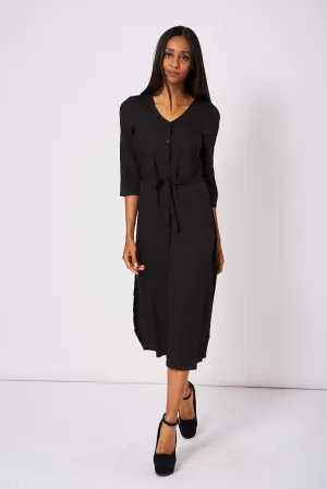 Bik Bok Black Button Front Long Dress
