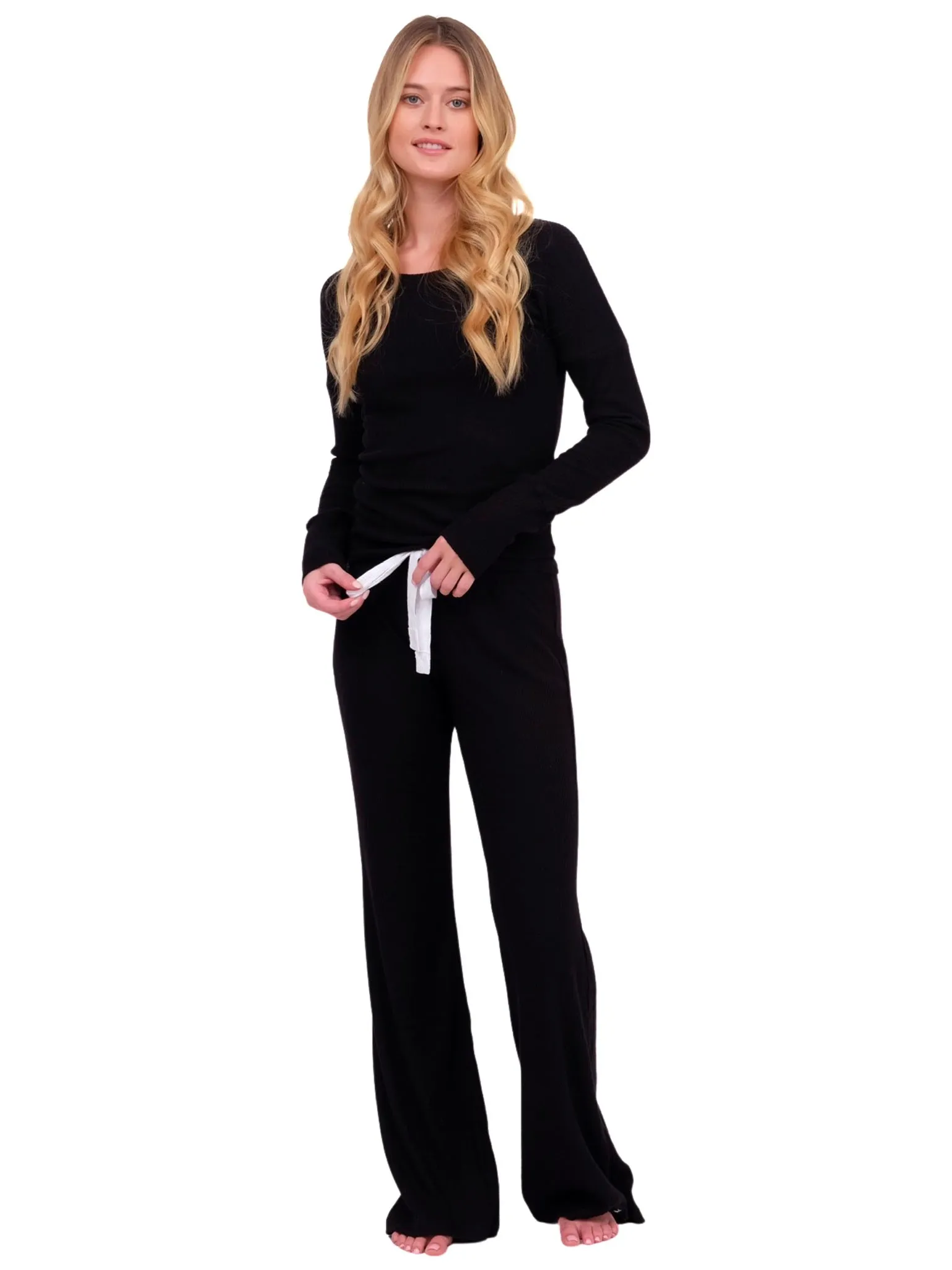 Black Ribbed Lounge Top