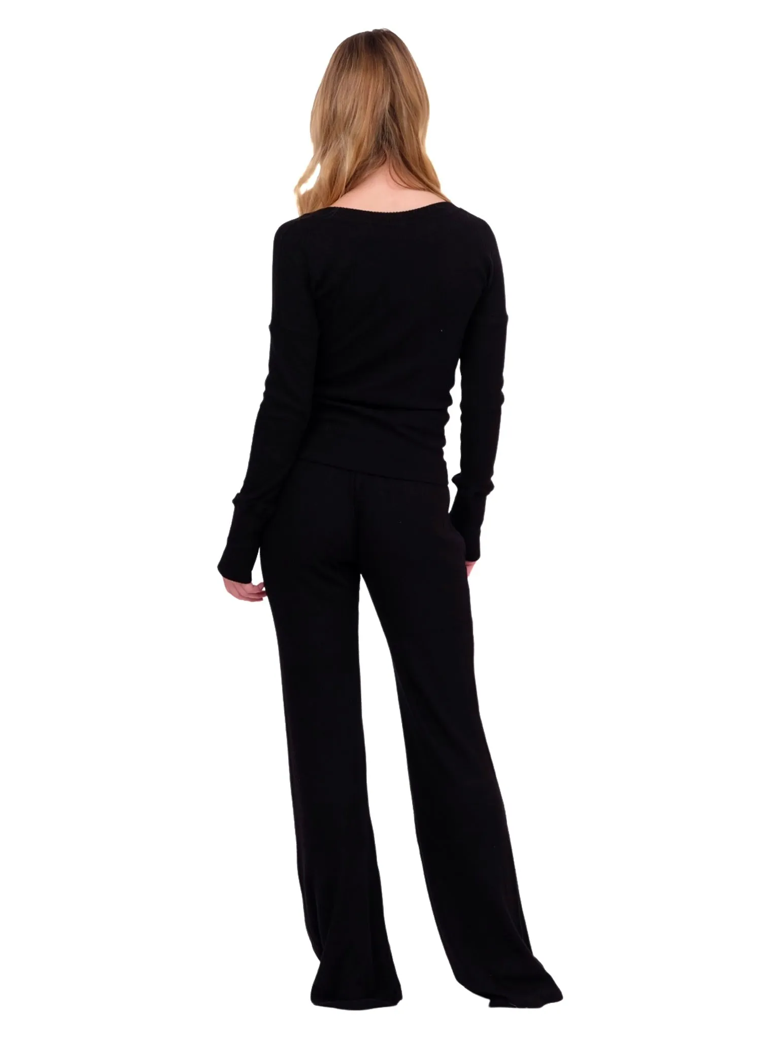 Black Ribbed Lounge Top