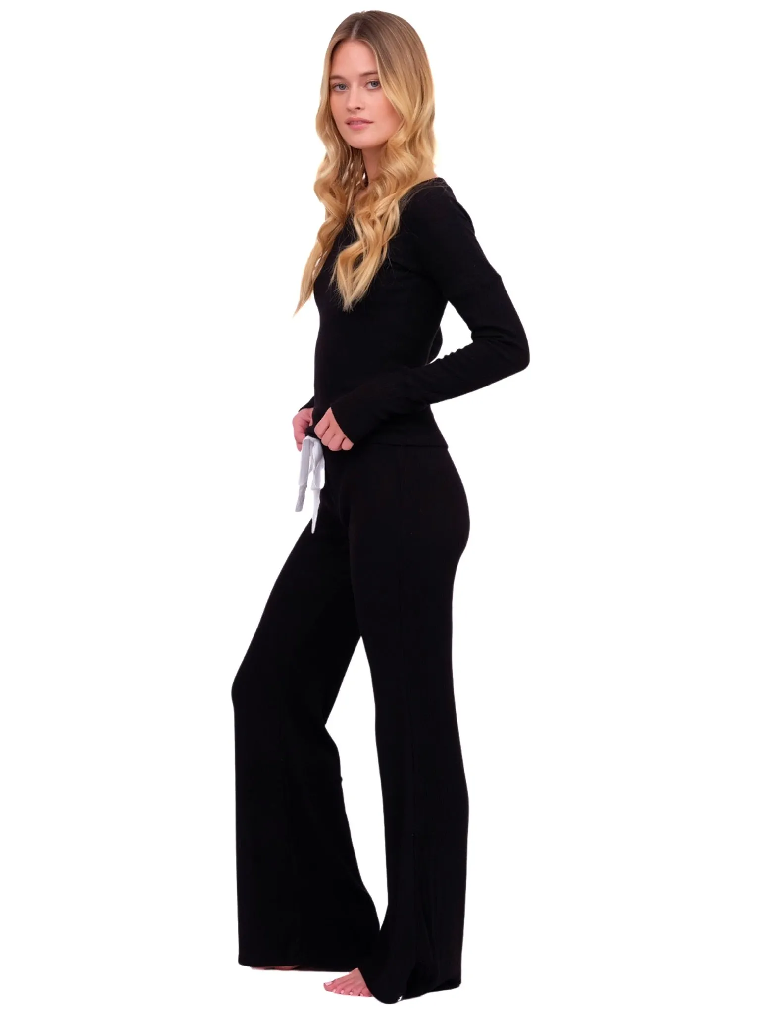 Black Ribbed Lounge Top