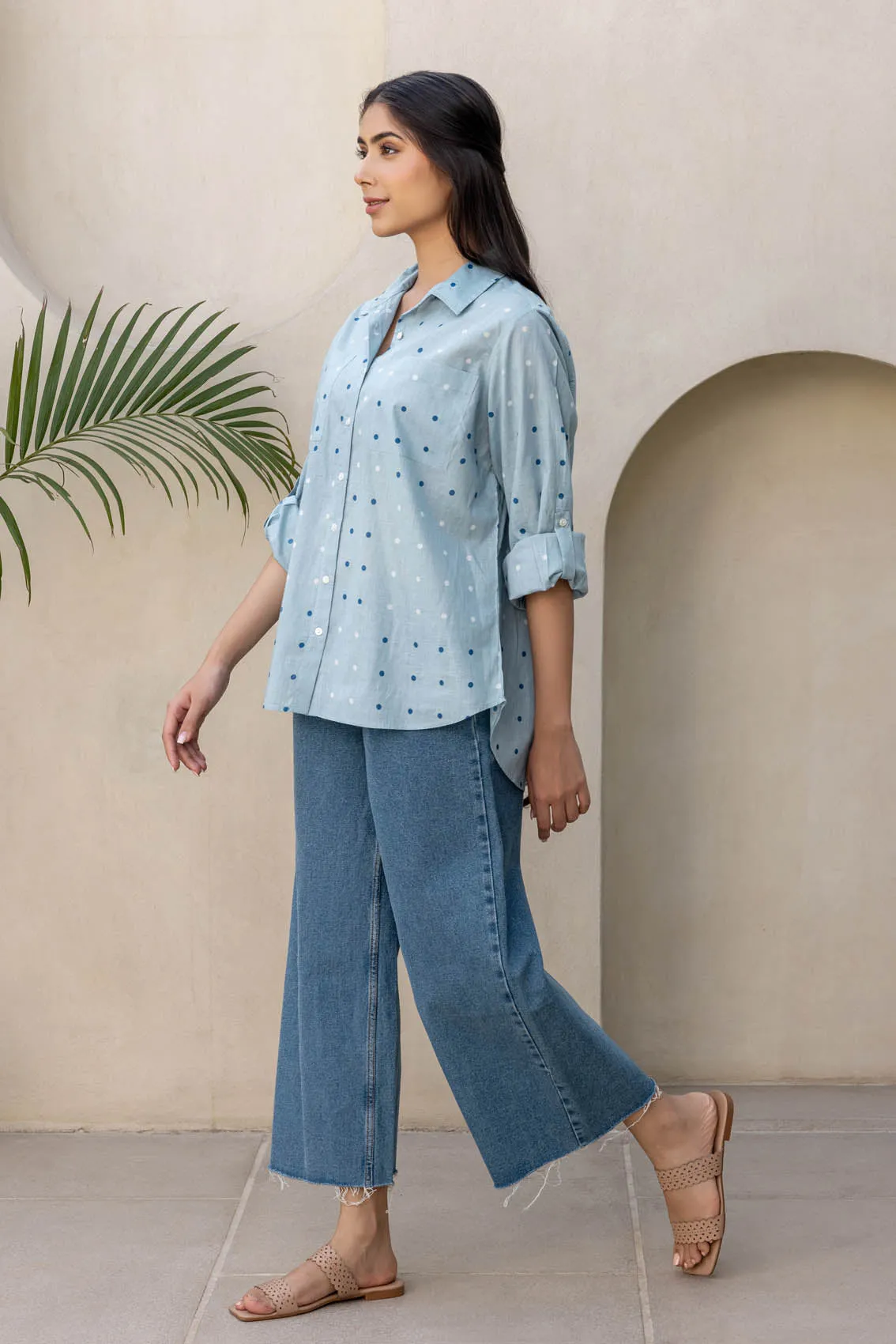 Blue Polka Dotted Shirt