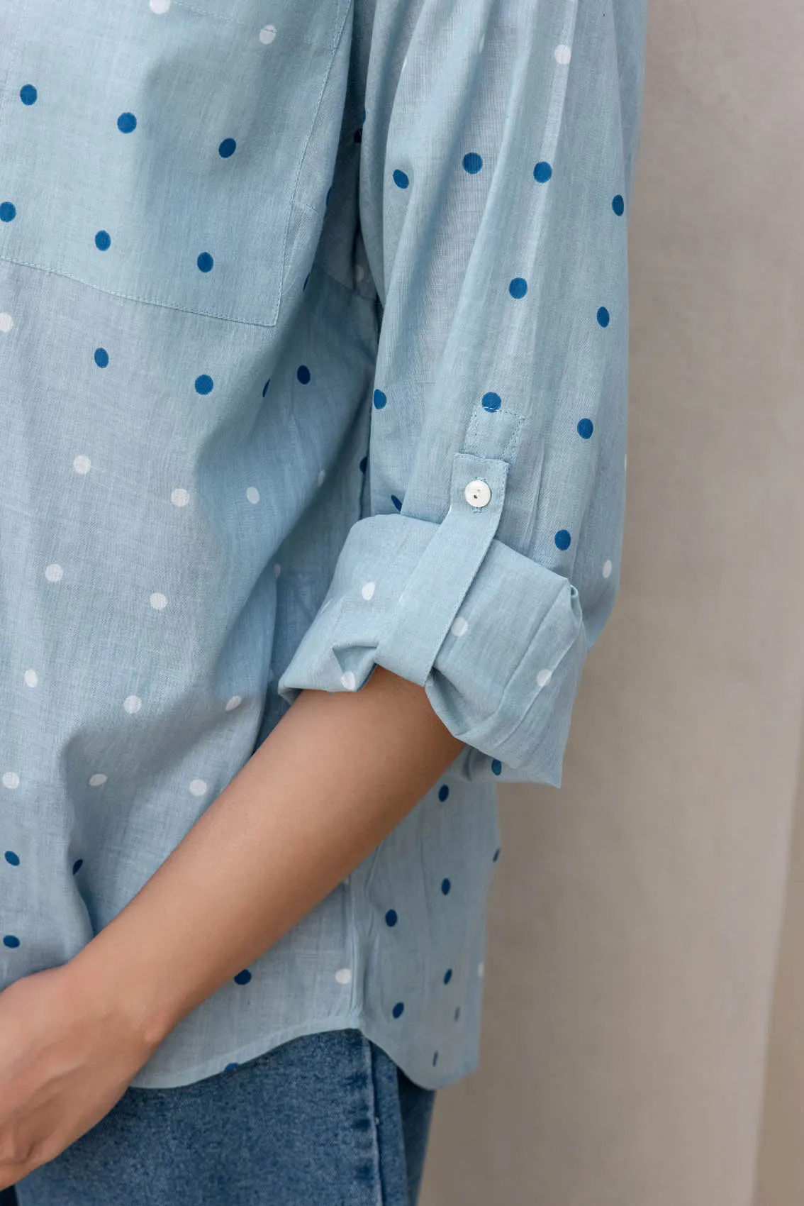 Blue Polka Dotted Shirt