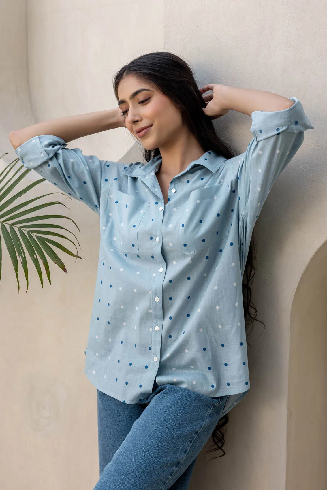 Blue Polka Dotted Shirt