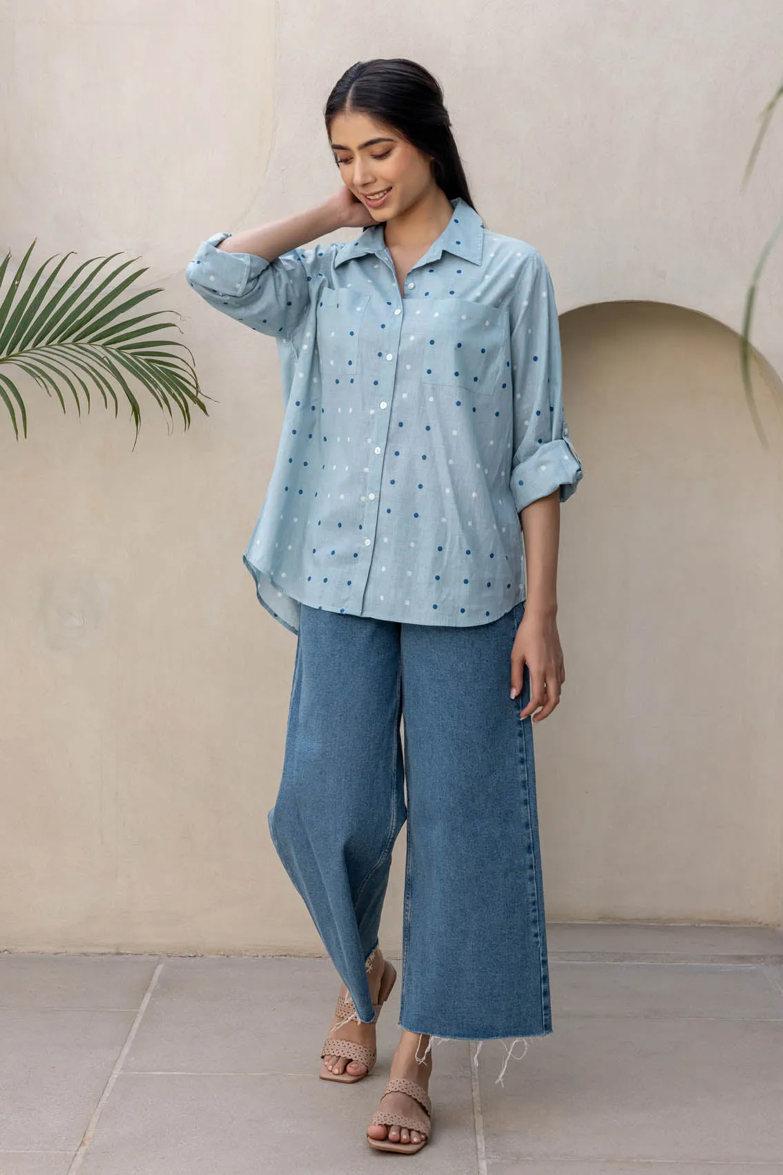 Blue Polka Dotted Shirt