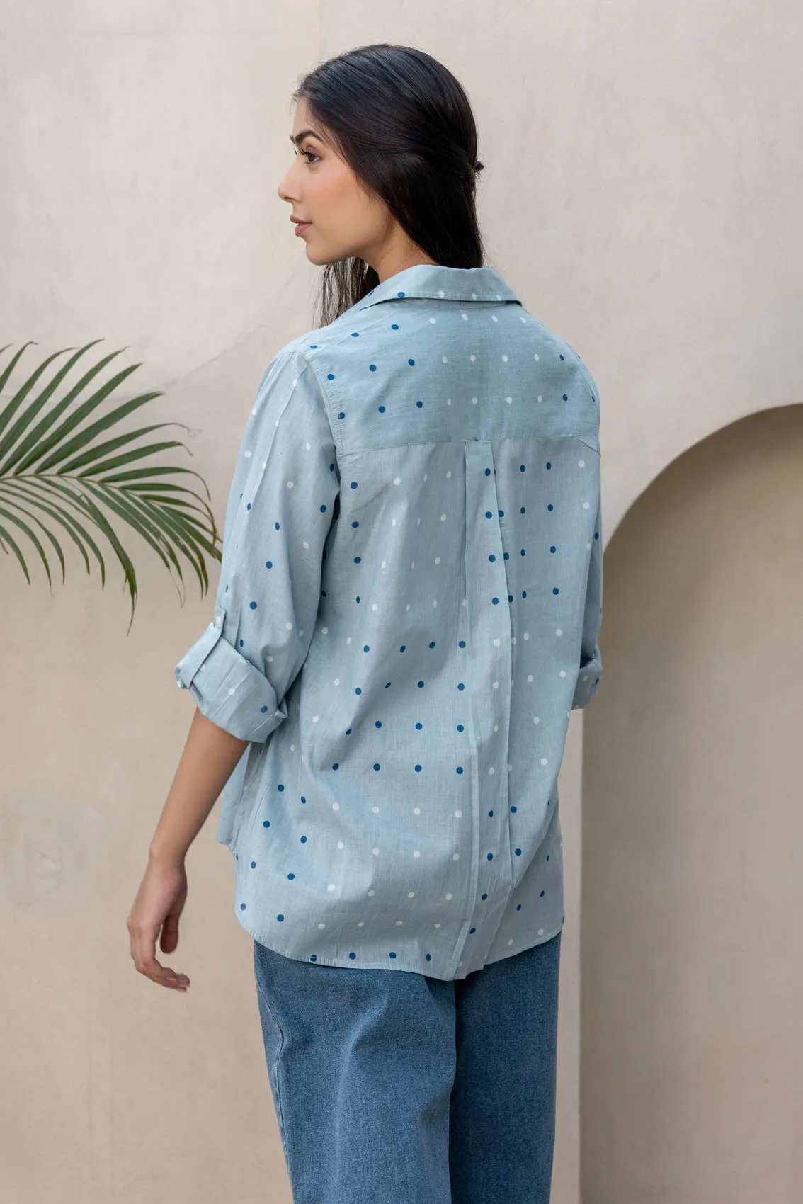 Blue Polka Dotted Shirt