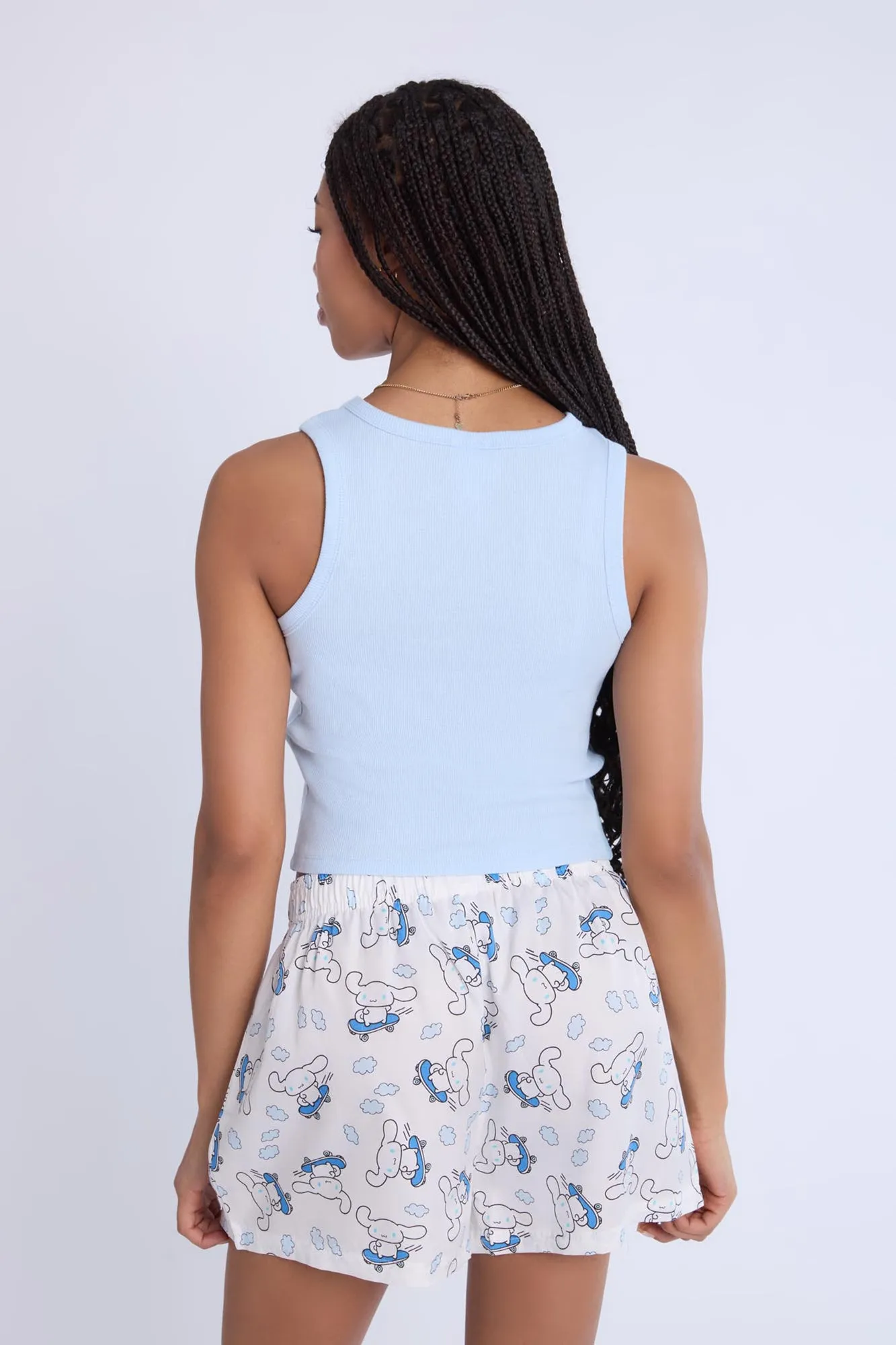 Cinnamoroll Embroidered Pajama Tank Top And Boxer Shorts 2-Piece Set
