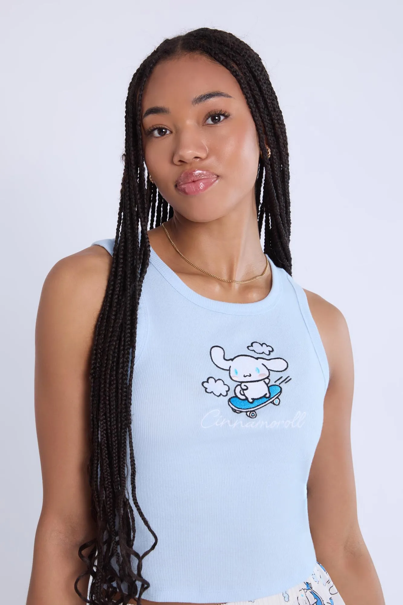 Cinnamoroll Embroidered Pajama Tank Top And Boxer Shorts 2-Piece Set