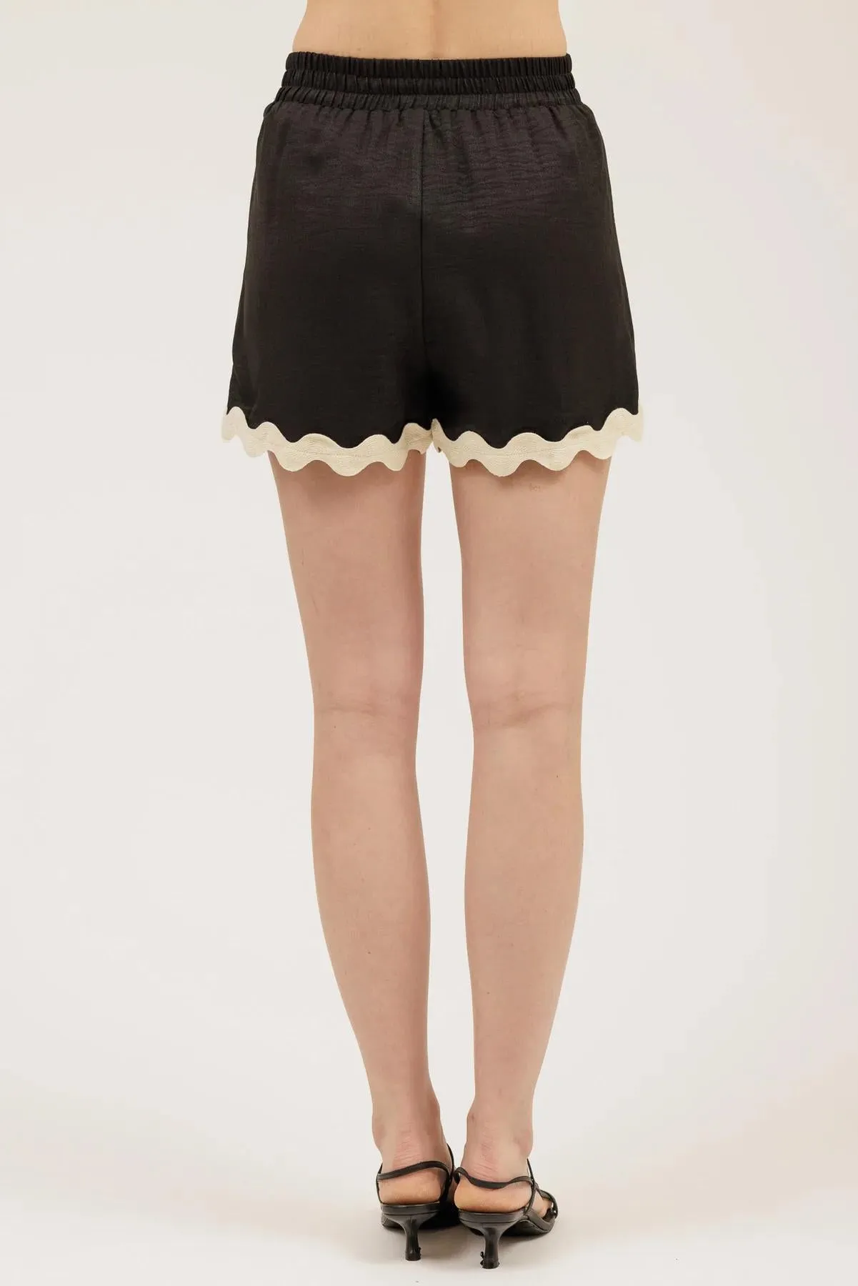 CONTRAST WAVY HEM SLEEVELESS SET