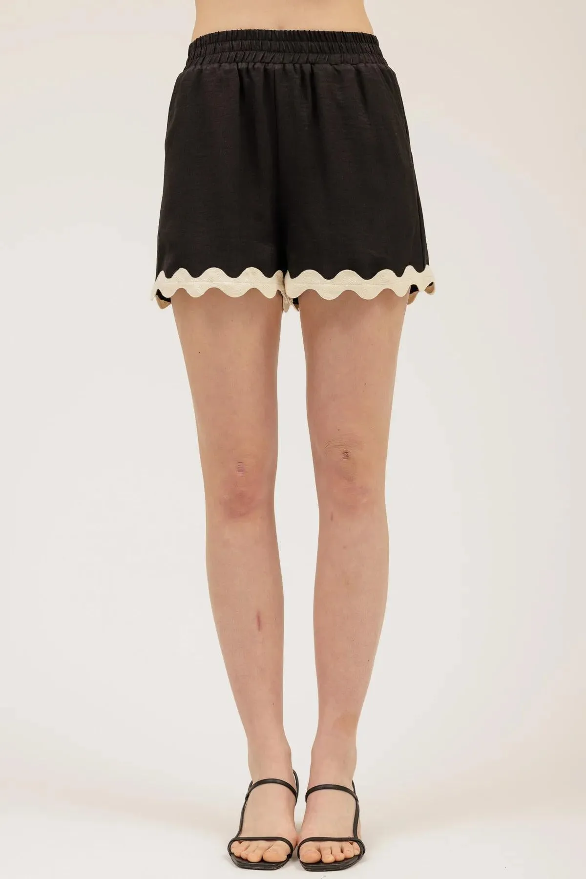 CONTRAST WAVY HEM SLEEVELESS SET