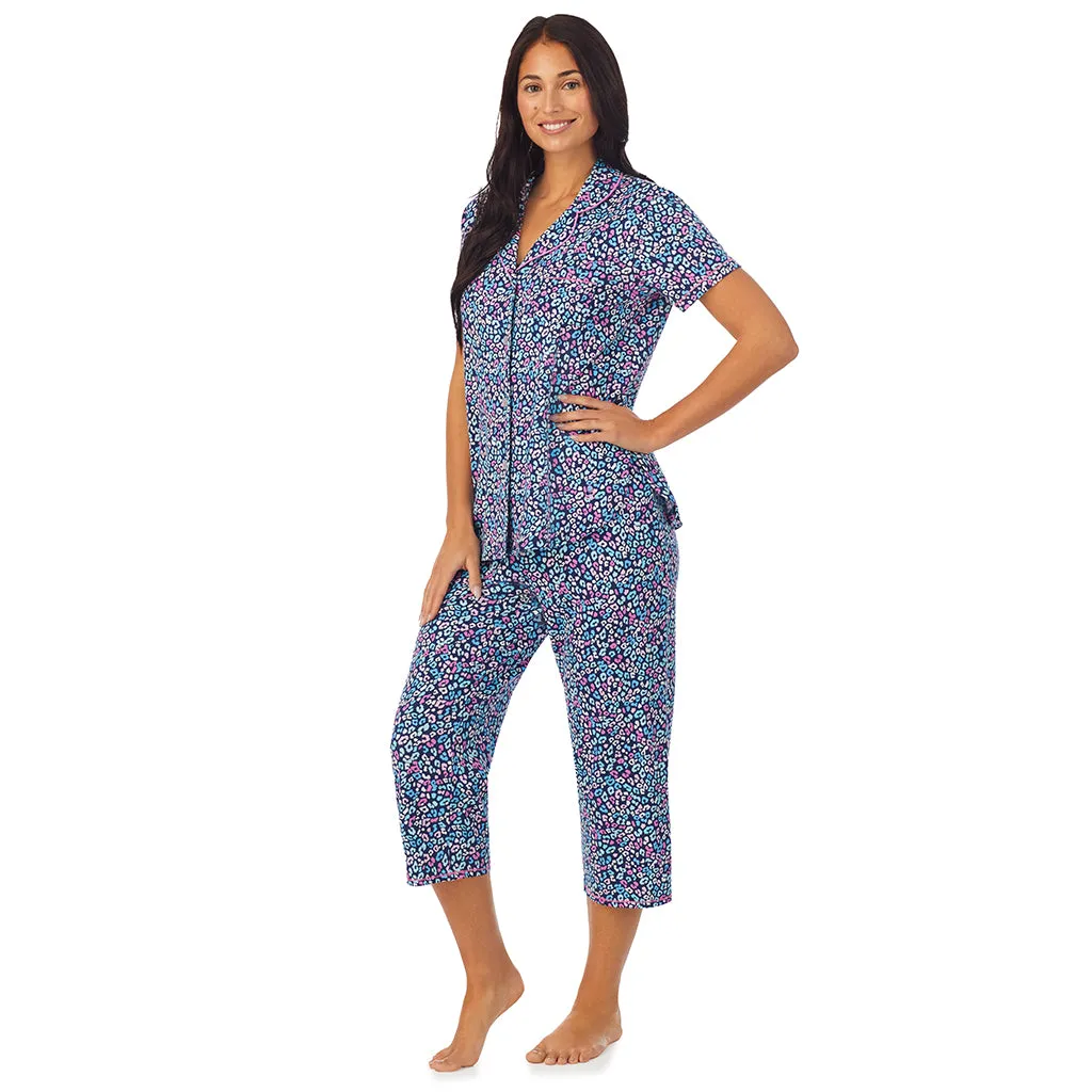 Cotton-Blend Short Sleeve Notch Collar 2-Pc Pajama Set