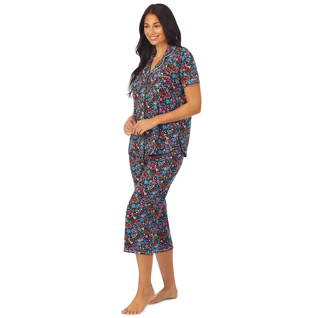 Cotton-Blend Short Sleeve Notch Collar 2-Pc Pajama Set