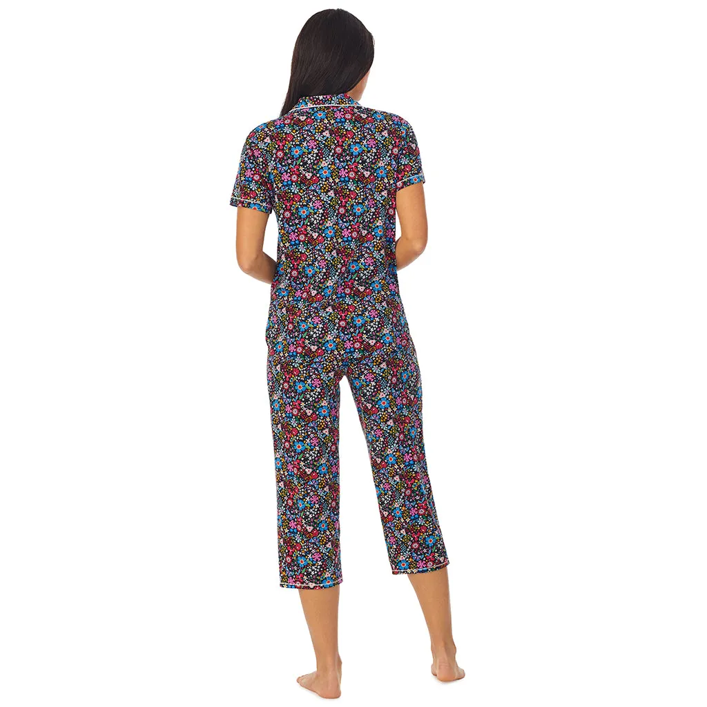 Cotton-Blend Short Sleeve Notch Collar 2-Pc Pajama Set