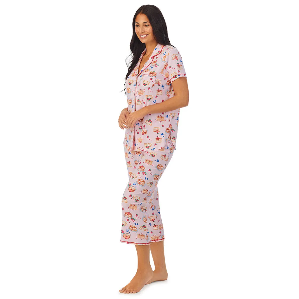 Cotton-Blend Short Sleeve Notch Collar 2-Pc Pajama Set