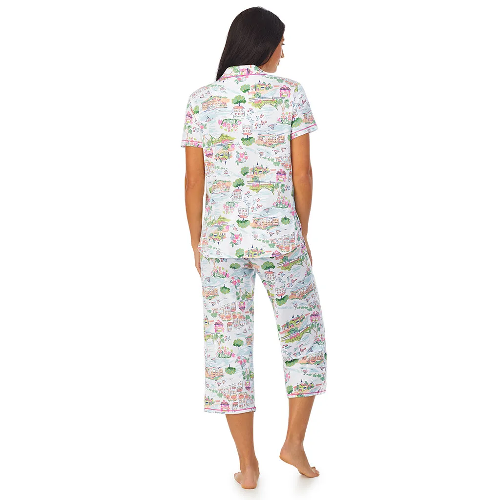 Cotton-Blend Short Sleeve Notch Collar 2-Pc Pajama Set