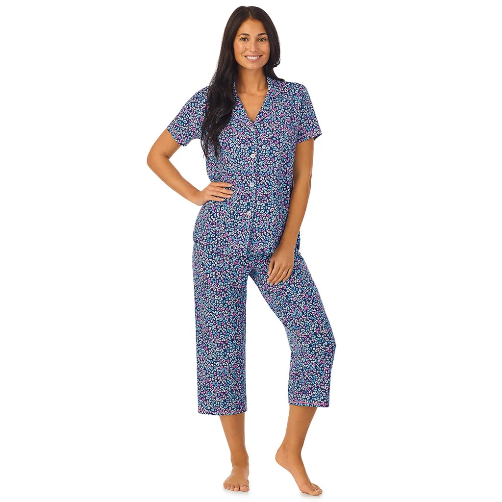 Cotton-Blend Short Sleeve Notch Collar 2-Pc Pajama Set