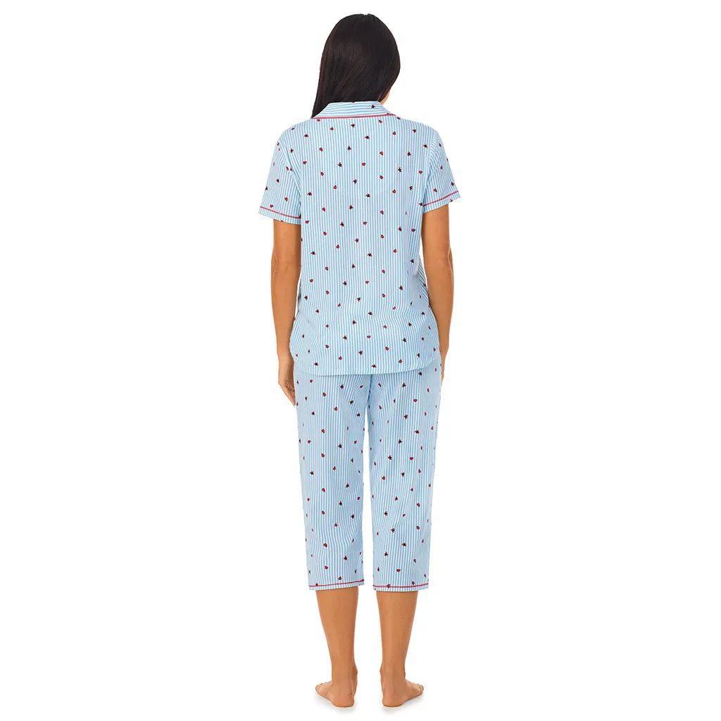 Cotton-Blend Short Sleeve Notch Collar 2-Pc Pajama Set