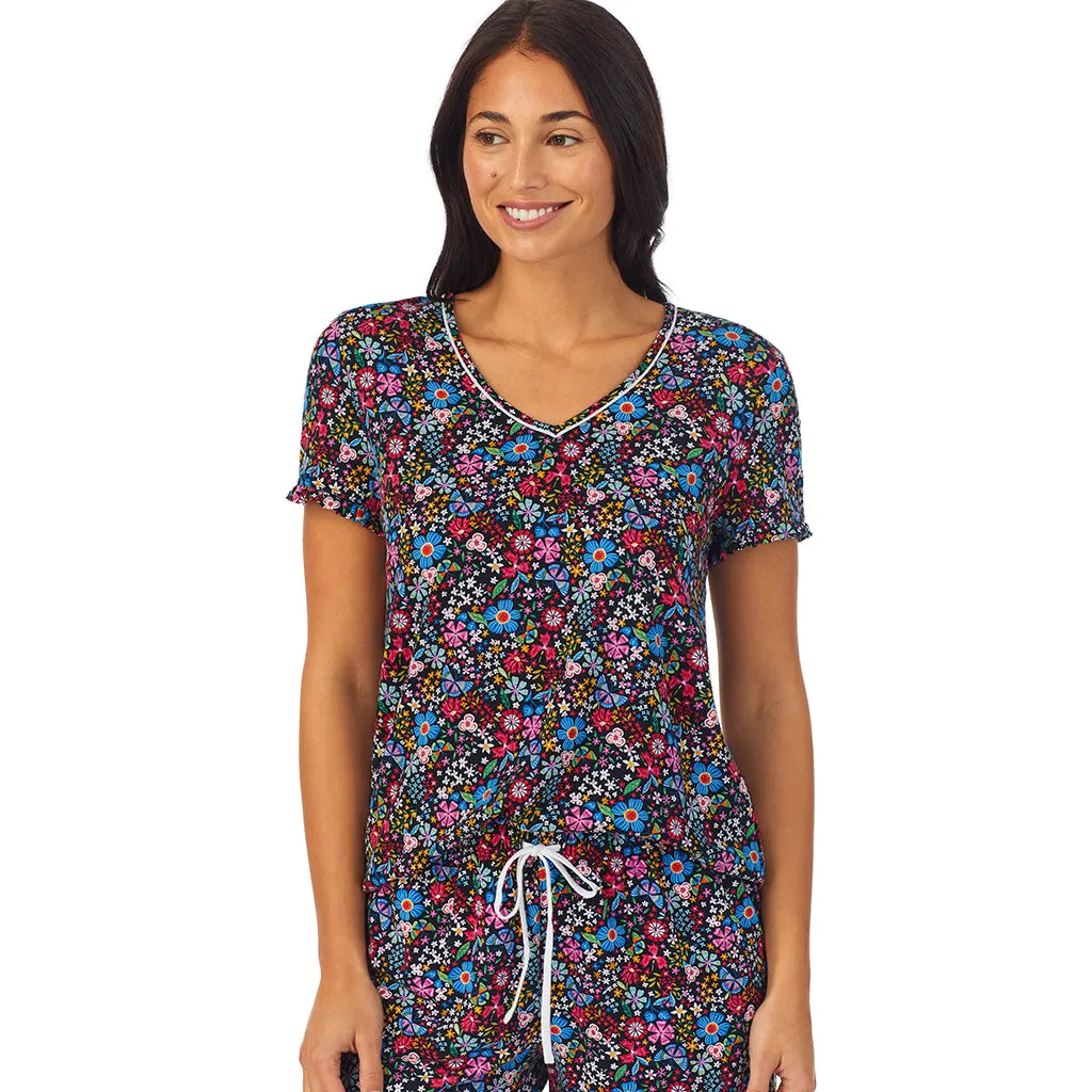 Cotton-Blend Short Sleeve Top with Boxer Short 2-Pc Pajama Set