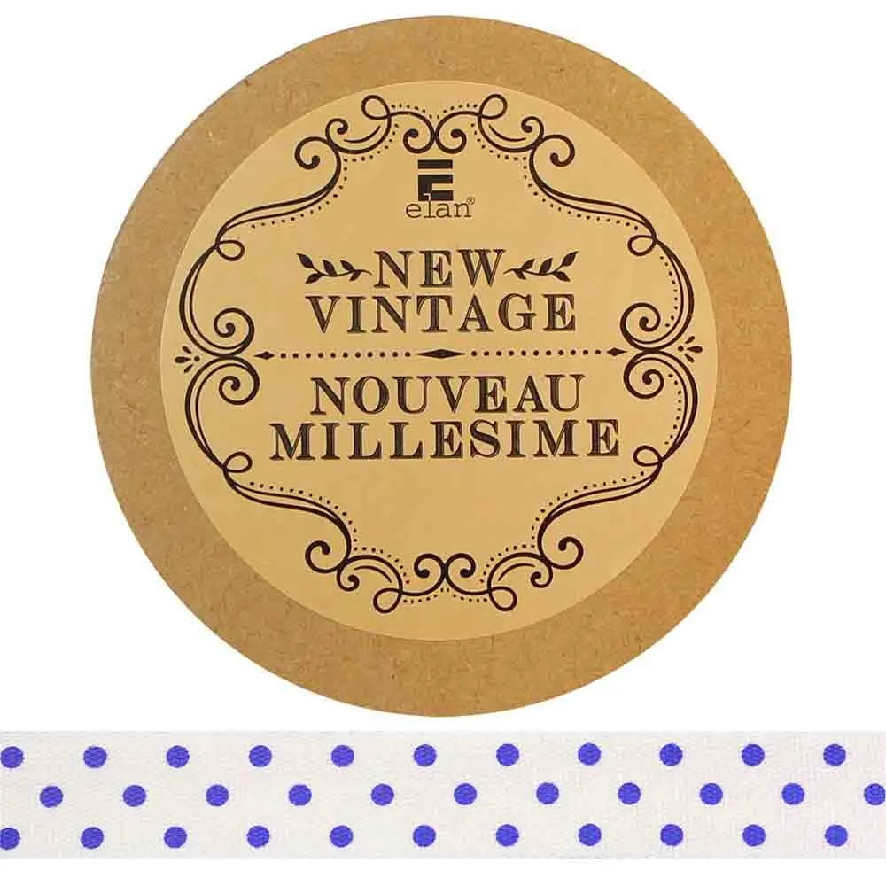 Cotton Polka Dot Ribbon - Blue - 15mm