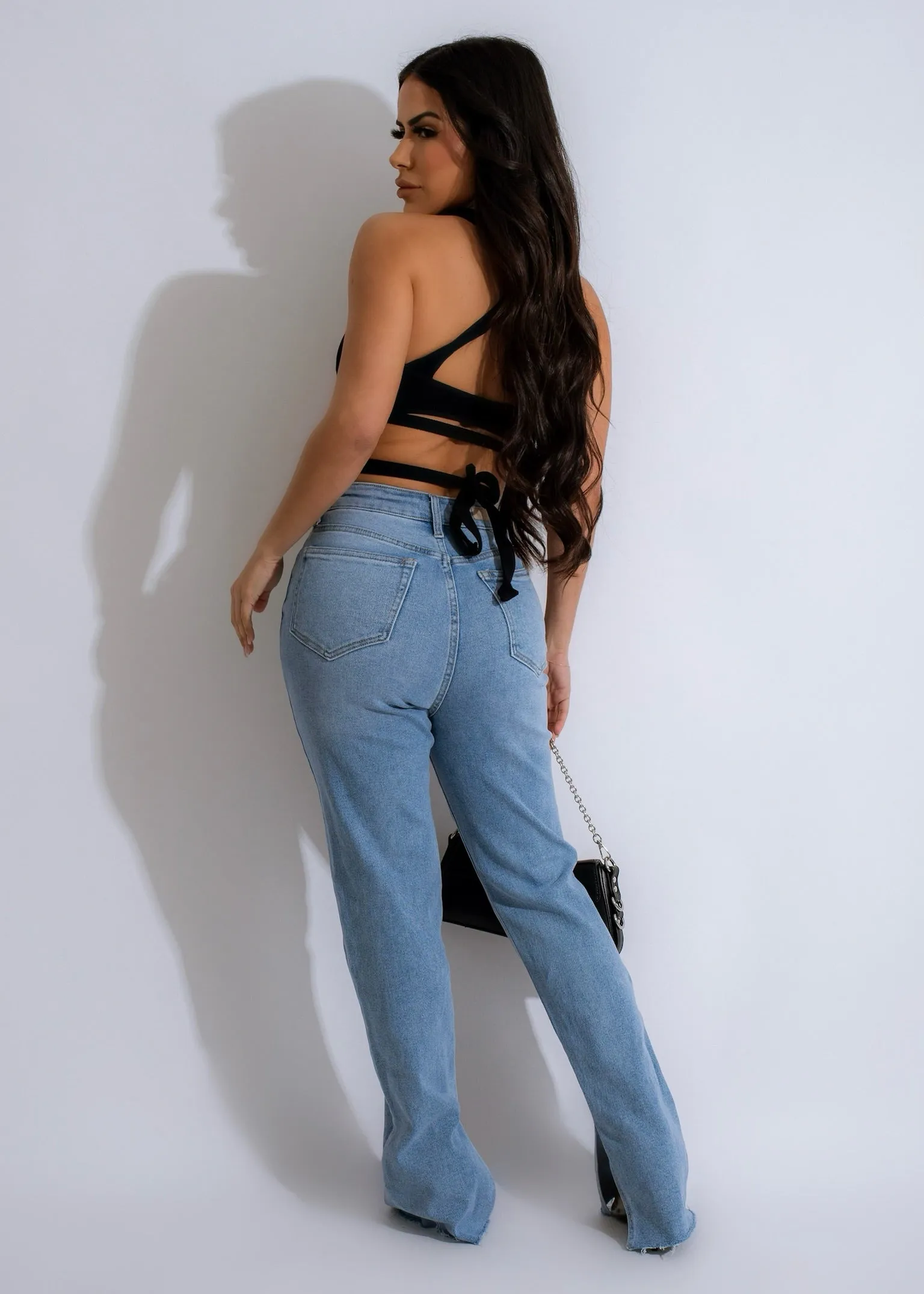 Cross Train Ribbed Crop Top Black