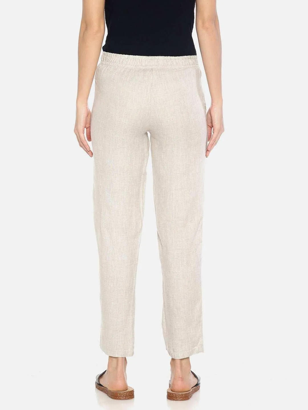 Ecentric Women's Beige Colour Solid Lounge Wear Bottom
