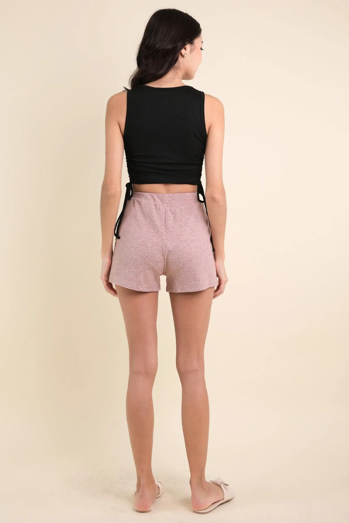 ELLIS KNIT SHORTS IN ASH ROSE
