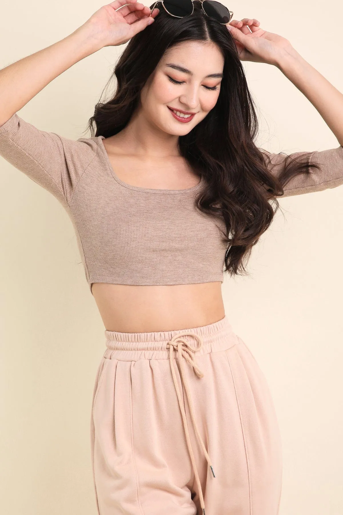 ELLIS SLEEVE KNIT TOP IN ACORN