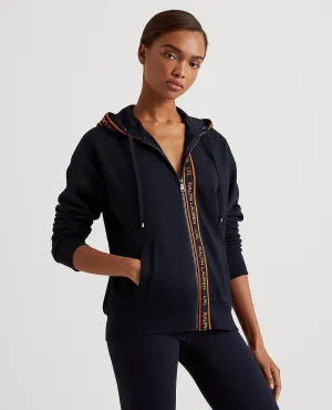 French Terry Full-Zip Hoodie In Navy/Orange