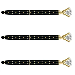 Gem Pen - Black Gold Polka Dots
