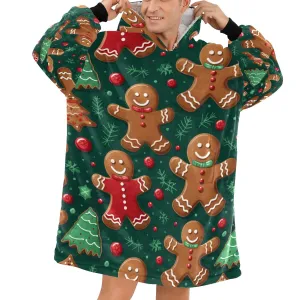 Gingerbread Delight - Cosy Fleece Hooded Blanket