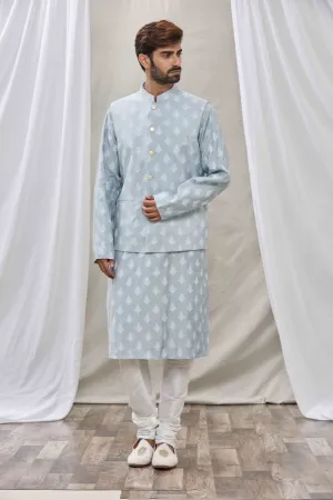 Grey cotton silk ethnic jacket set