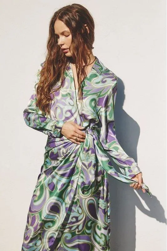 Groovy Girl Midi Shirt Wrap Dress