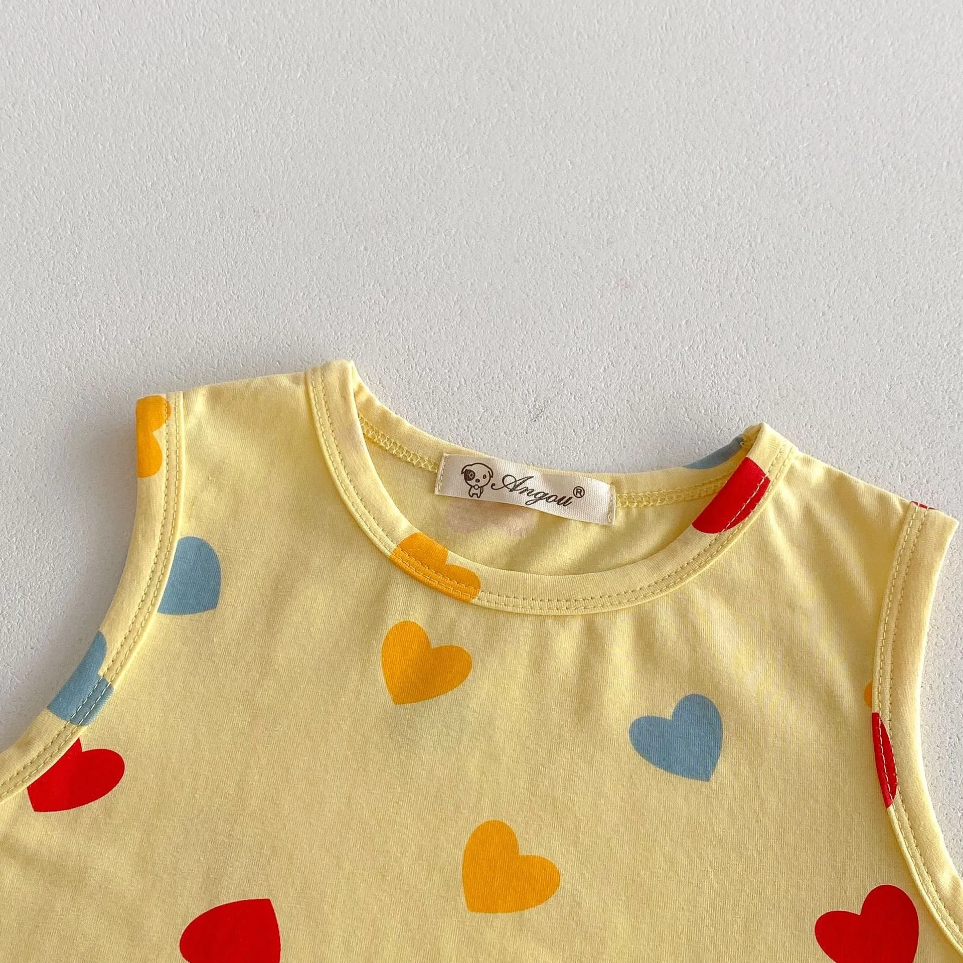 Heart & Polka Dot Print Tank Top Summer Set