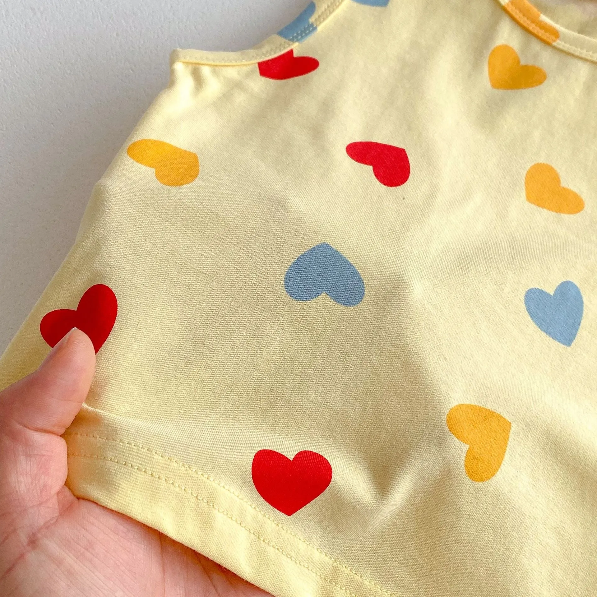Heart & Polka Dot Print Tank Top Summer Set